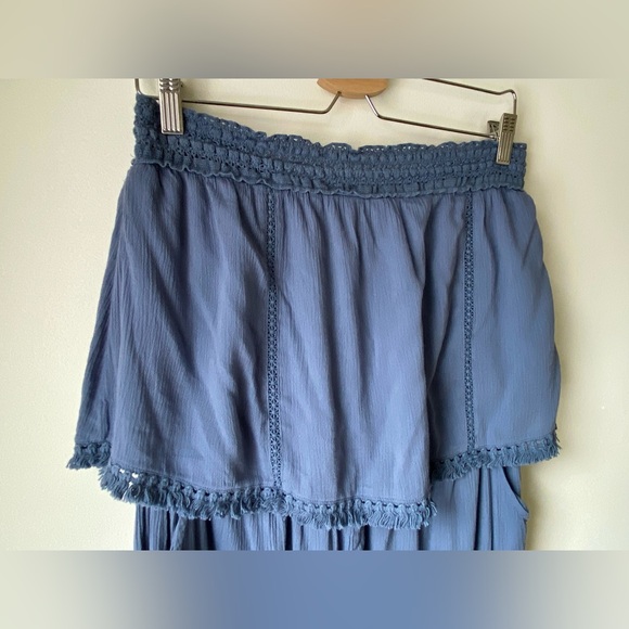 Aerie dusty blue strapless flowy jumpsuit - Picture 6 of 16